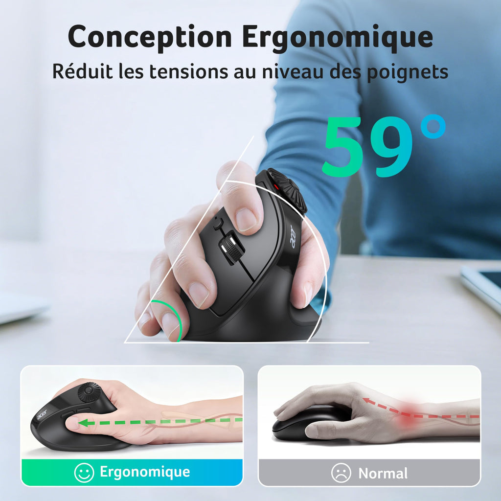 Souris Ergonomique Filaire Anti-Fatigue