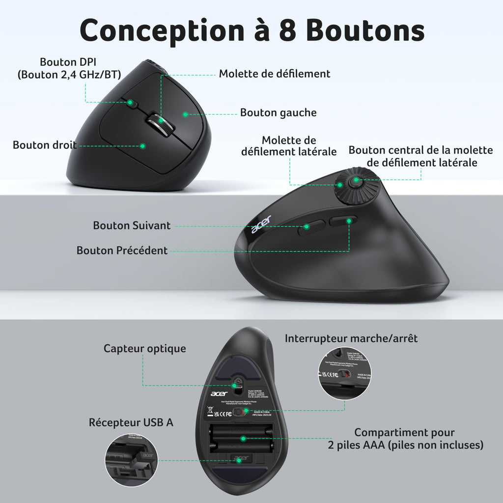 Souris Ergonomique Filaire Anti-Fatigue