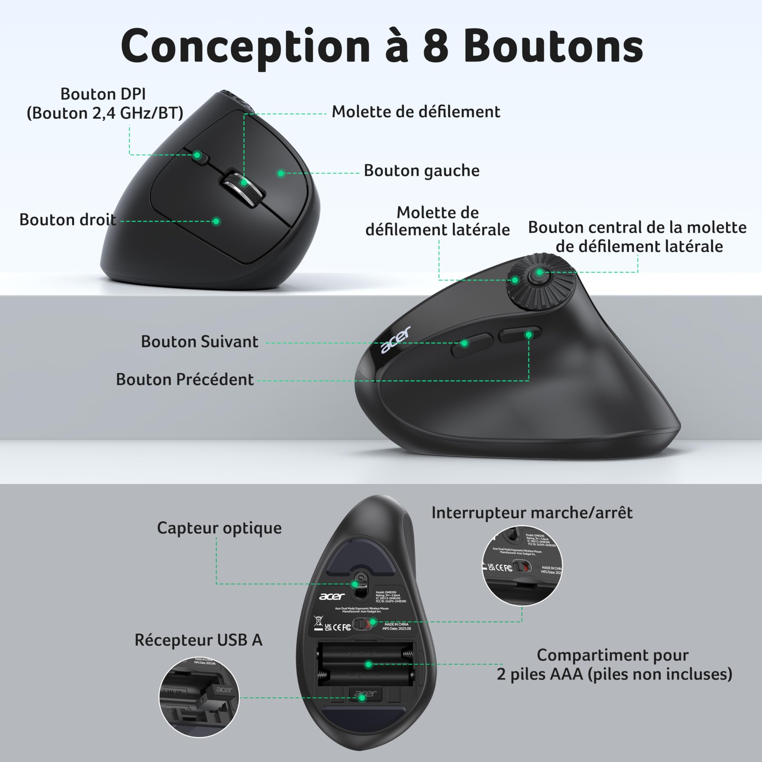 Souris Ergonomique Filaire Anti-Fatigue