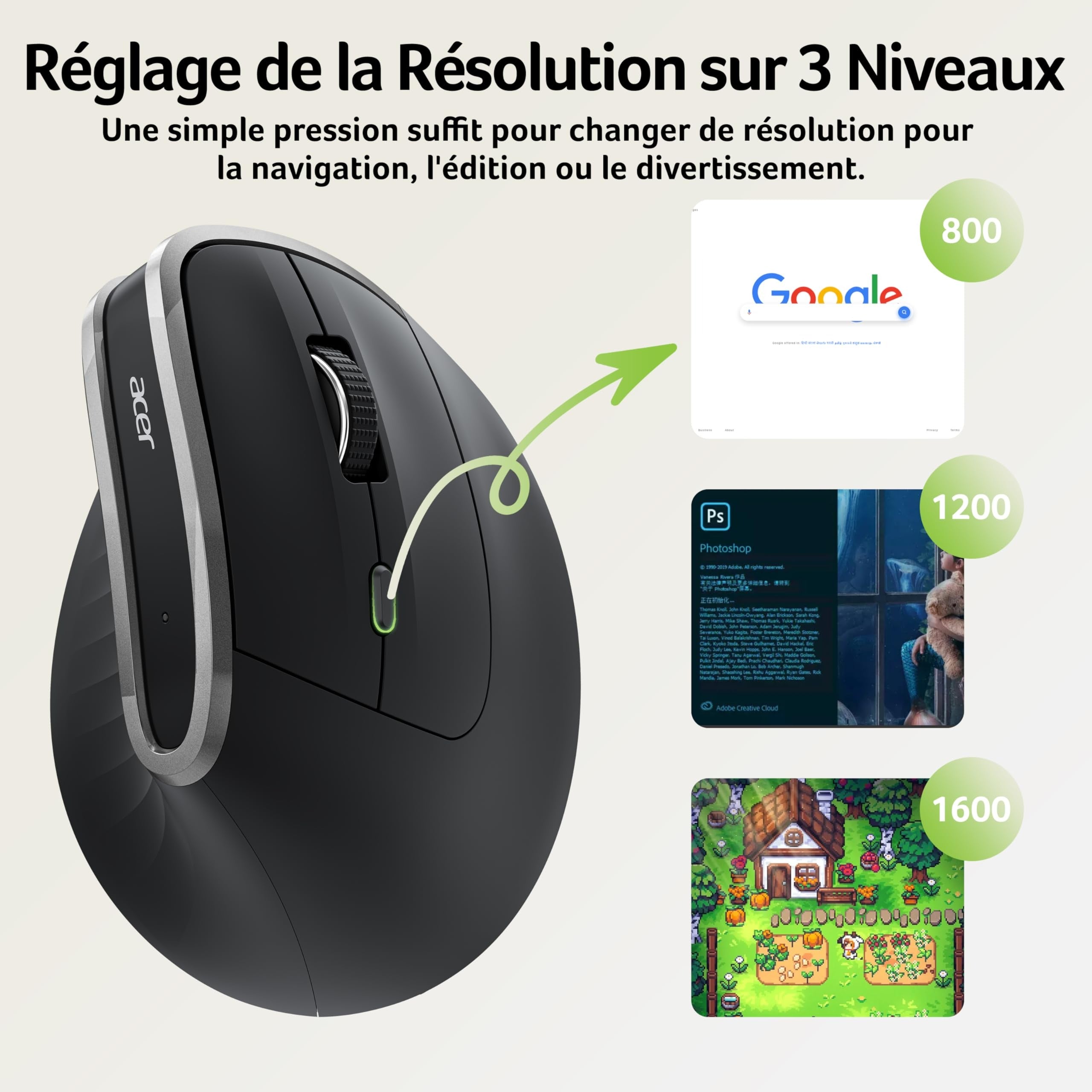Souris Ergonomique Filaire Anti-Fatigue