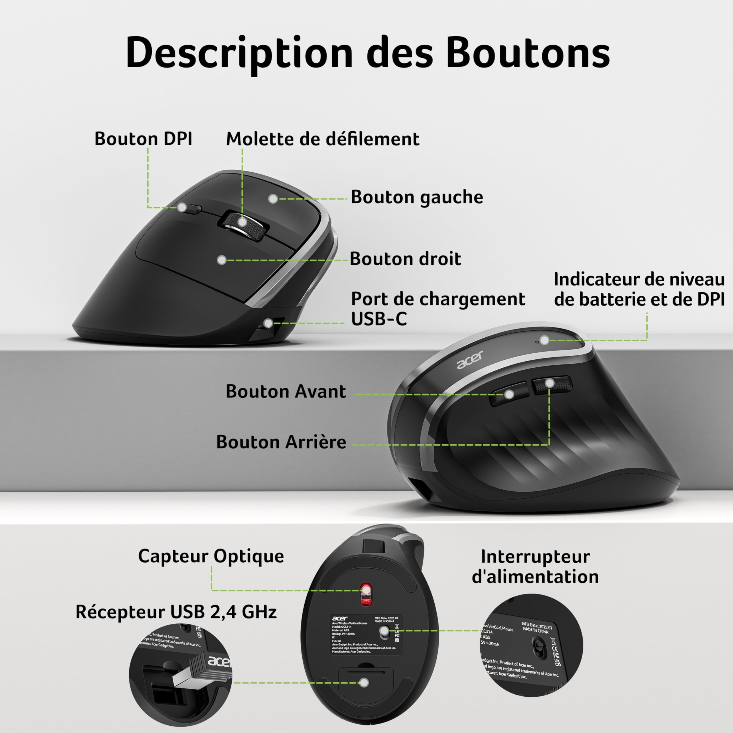 Souris Ergonomique Filaire Anti-Fatigue